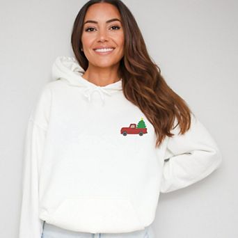 Embroidered Truck Christmas Tree - Women's Graphic Hoodie