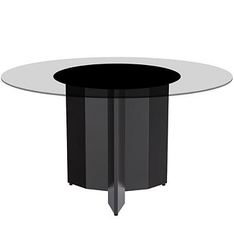 Leisuremod Zevro Series Round Dining Table Black Base With 60" Round Top