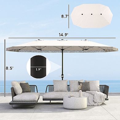 Outsunny 15ft UPF30+ Extra Large Patio Umbrella Market Umbrella