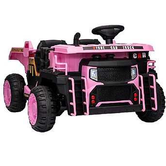 Heavy Duty 24V Kids Dump Truck, 110LBS Capacity with Iron Frame, 2-Seater Remote Control 4WD Vehicle