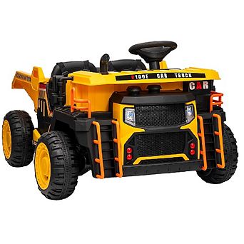 Heavy Duty 24V Kids Dump Truck, 110LBS Capacity with Iron Frame, 2-Seater Remote Control 4WD Vehicle