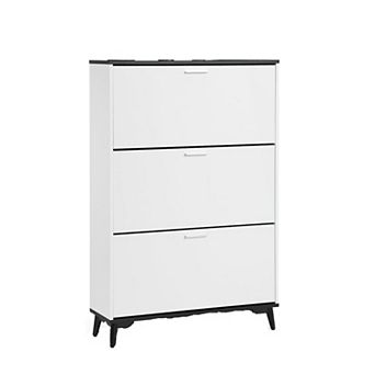 47 in Narrow Shoe Rack with 3 Flip-Down Doors - Space-Saving Vertical Storage Solution