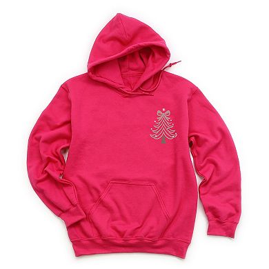 Embroidered Coquette Pink Christmas Tree - Women's Graphic Hoodie