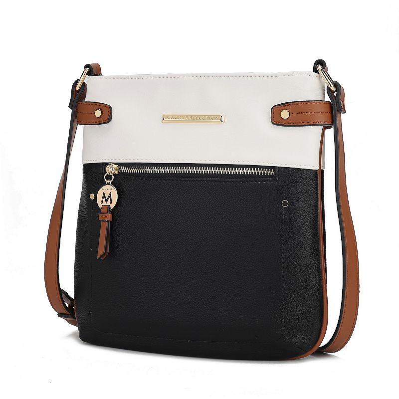 MKF Collection Camila Faux Leather Crossbody Bag, Black Red