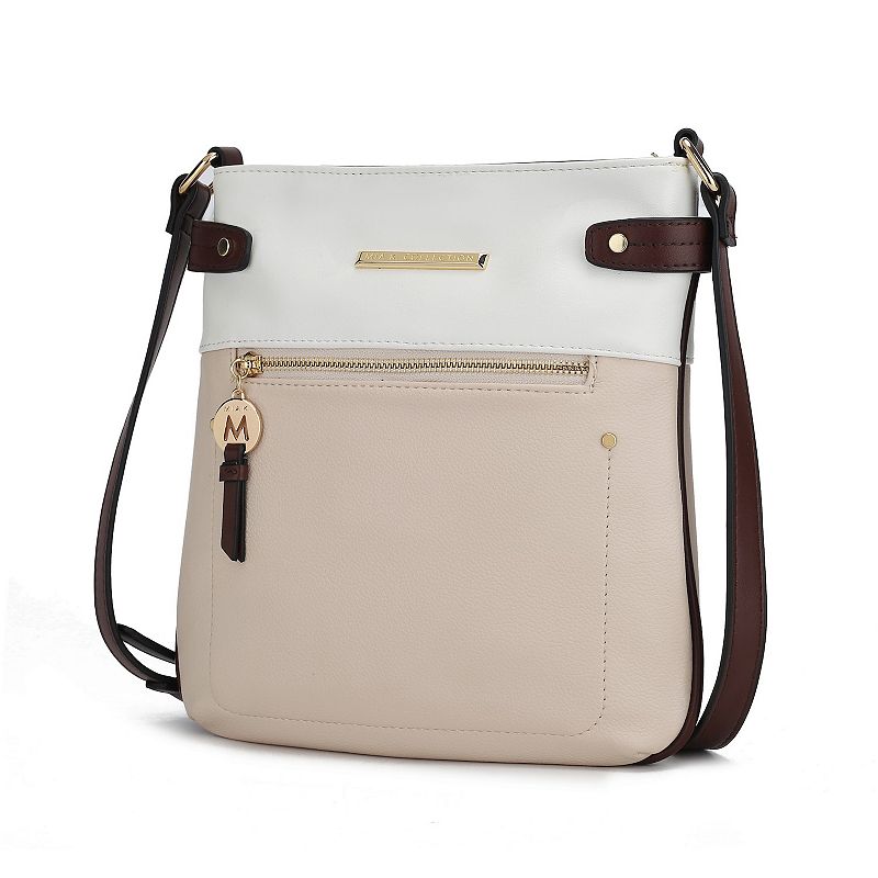 MKF Collection Camila Faux Leather Crossbody Bag, Ivory Brown