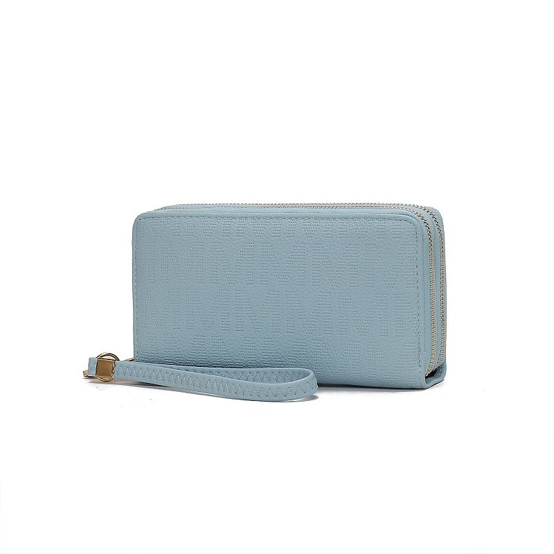 MKF Collection Lisbette Embossed M Signature Wallet, Light Blue