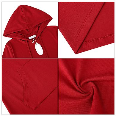 Women Casual Sweatshirt Short Sleeve Slim Pullover Hoodie Dress With Pocket