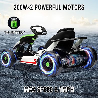 Electric Drift Go Kart for Kids, Go Kart with 200W Dual Motor & 7AH Battery, 8.1MPH Max Speed