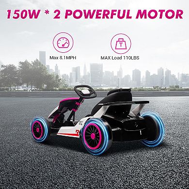 Electric Drift Go Kart for Kids, Go Kart with 200W Dual Motor & 7AH Battery, 8.1MPH Max Speed