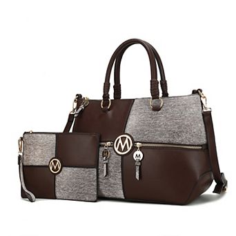 MKF Collection Maji Faux Leather Satchel Bag & Wristlet 2 pc Set