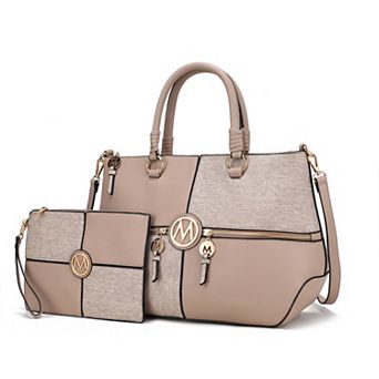 MKF Collection Maji Faux Leather Satchel Bag & Wristlet 2 pc Set