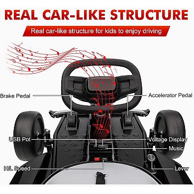 Electric Drift Go Kart for Kids, Go Kart with 200W Dual Motor & 7AH Battery, 8.1MPH Max Speed