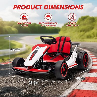 Electric Drift Go Kart for Kids, Go Kart with 200W Dual Motor & 7AH Battery, 8.1MPH Max Speed