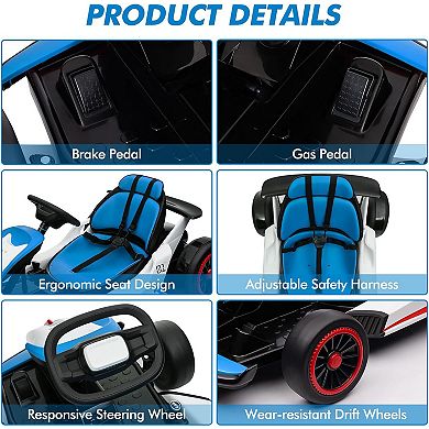 Electric Drift Go Kart for Kids, Go Kart with 200W Dual Motor & 7AH Battery, 8.1MPH Max Speed