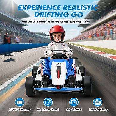 Electric Drift Go Kart for Kids, Go Kart with 200W Dual Motor & 7AH Battery, 8.1MPH Max Speed