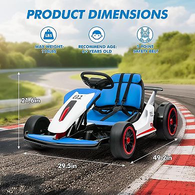 Electric Drift Go Kart for Kids, Go Kart with 200W Dual Motor & 7AH Battery, 8.1MPH Max Speed