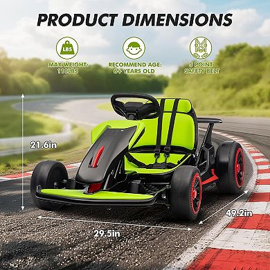 Electric Drift Go Kart for Kids, Go Kart with 200W Dual Motor & 7AH Battery, 8.1MPH Max Speed