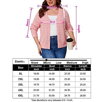 Plus Size Women's Knitted Cardigan Sweater Fashion Solid Color Hollow Out Thin Basic Coat