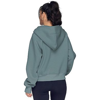 Women Half Zip Cropped Hoodies Fleece Quarter Zip Up Pullover Sweatshirts Winter Sweater Coat