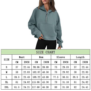 Women Half Zip Cropped Hoodies Fleece Quarter Zip Up Pullover Sweatshirts Winter Sweater Coat