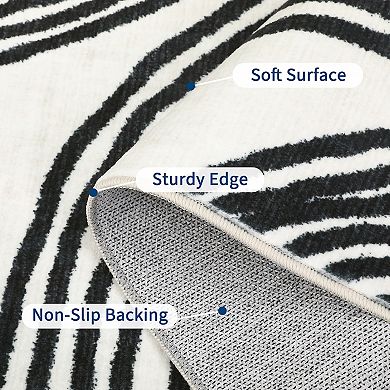 Garvee Geometric Area Rug Rhythmic Arc Low Pile Machine Washable Non Slip Rug for Modern Home Decor