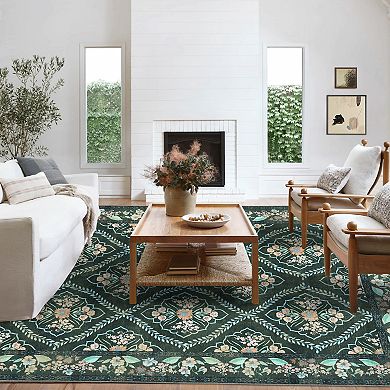 Machine Washable Area Rug Stain Resistant Non-Slip Accent Rug Minimalist Border Floor Cover Carpet