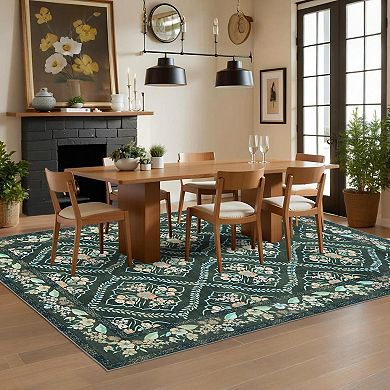Machine Washable Area Rug Stain Resistant Non-Slip Accent Rug Minimalist Border Floor Cover Carpet