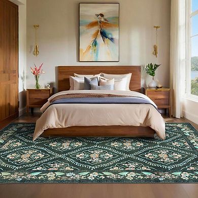 Machine Washable Area Rug Stain Resistant Non-Slip Accent Rug Minimalist Border Floor Cover Carpet
