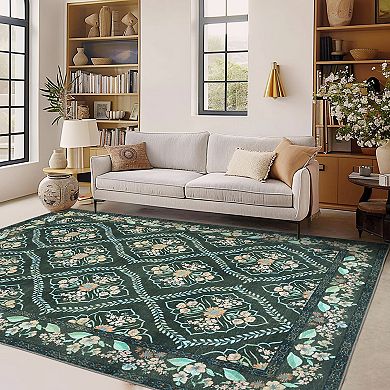 Machine Washable Area Rug Stain Resistant Non-Slip Accent Rug Minimalist Border Floor Cover Carpet
