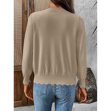 Women's Knit Cardigan Casual Solid V Neck Button Down Long Sleeve Sweater