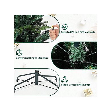 Small Christmas Tree with Base, 7-Fork Spruce Tips, Artificial Spruce Christmas Trees for Home