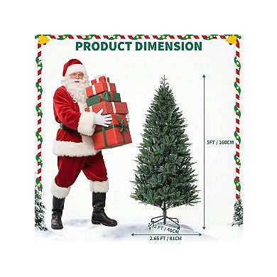 Small Christmas Tree with Base, 7-Fork Spruce Tips, Artificial Spruce Christmas Trees for Home