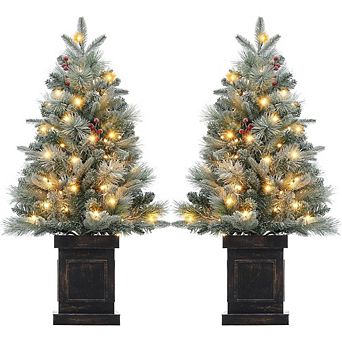 2 pc 3 FT Pre-Lit Christmas Tree, Snow Flocked Artificial Tree with with 78 Led Light,8 Modes,X Box