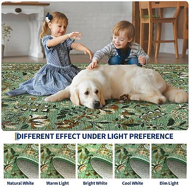 Modern Farmhouse Floral Rug Non Slip, Washable & Foldable, Low Pile Thin Foldable Printed Mat
