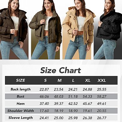 Unikome Women's Thickened Jackets Winter Warm Parka Puffer Jacket Multi-pocket with Removable Hood