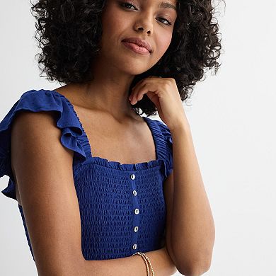 Juniors' Rewind Flutter Strap Hi-Low Maxi Dress