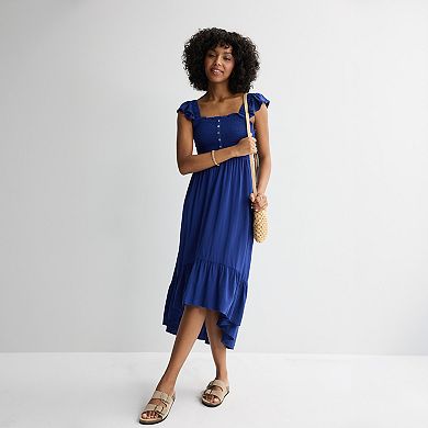 Juniors' Rewind Flutter Strap Hi-Low Maxi Dress