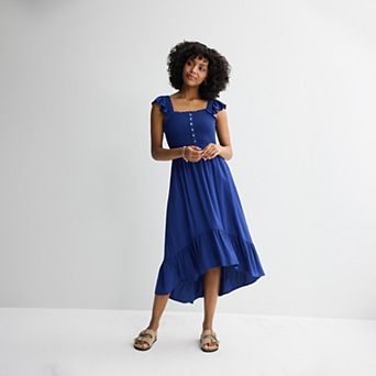 Juniors' Rewind Flutter Strap Hi-Low Maxi Dress