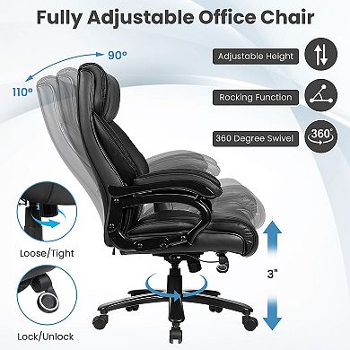 Big & Tall 400lb PU Leather Massage Office Chair-Black