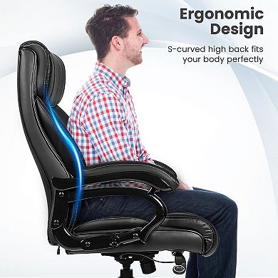 Big & Tall 400lb PU Leather Massage Office Chair-Black