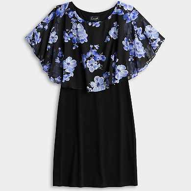 Women's Connected Apparel Printed Chiffon Curved Poncho