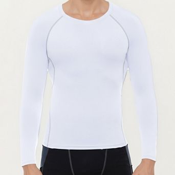 Men's Long Sleeve Crew Neck Compression Shirt with Stretch Fabric and Athletic Fit