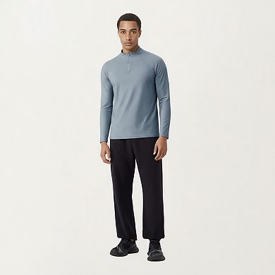 Men's Long Sleeve Quarter Zip Athletic Top with Mock Neck and Stretch Performance Fabric