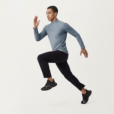 Men's Long Sleeve Quarter Zip Athletic Top with Mock Neck and Stretch Performance Fabric