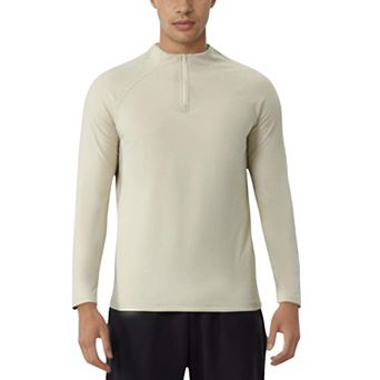 Men's Long Sleeve Quarter Zip Athletic Top with Mock Neck and Stretch Performance Fabric