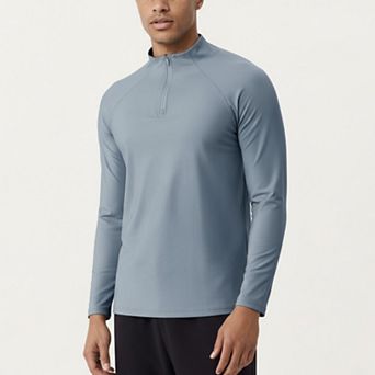 Men's Long Sleeve Quarter Zip Athletic Top with Mock Neck and Stretch Performance Fabric