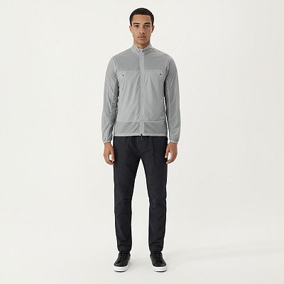 Men's Lightweight Zip-Up Windbreaker Jacket with High Collar and