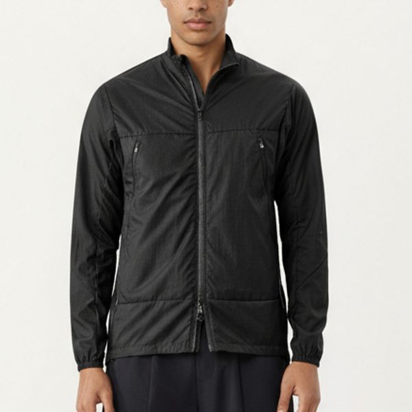 Men's Lightweight Zip-Up Windbreaker Jacket with High Collar and