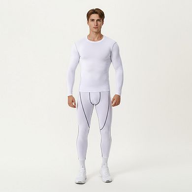 Men's Long Sleeve Compression Base Layer Top with Stretch Fit and Moisture-Wicking Fabric