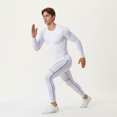 Men's Long Sleeve Compression Base Layer Top with Stretch Fit and Moisture-Wicking Fabric
